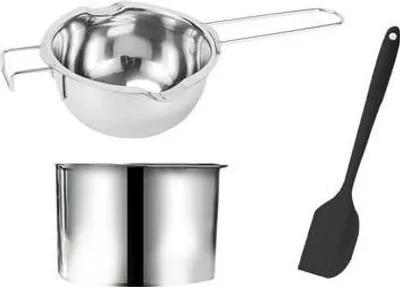 Produktbild von 600 ml Edelstahl-Wasserbad-Universalschmelztopf mit 16 cm Außentopf + Schaber zum Schmelzen von Schokolade und Süßigkeiten