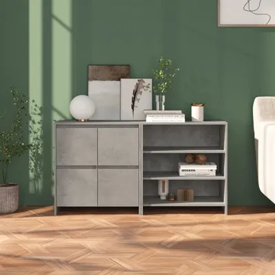 Immagine prodotto di vidaXL credenza 2 pezzi cemento grigio materiale legno