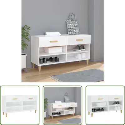 Obrázok produktu pre The Living Store skrinka na topánky vysokolesklá biela 102x35x55 cm materiál na báze dreva