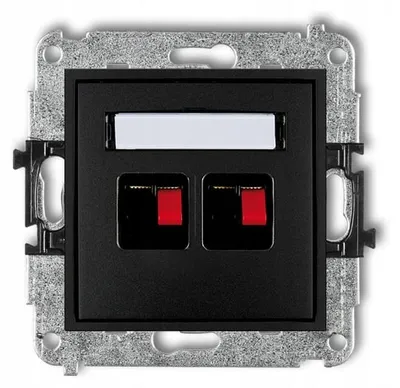 Image de Prise double pour haut-parleurs Karlik MINI, finition noire mate, à encastrer