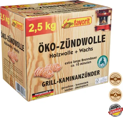 Öko-Zündwolle im Sparpack mit 2,5kg von Favorit Grillanzünder und Kaminanzünder