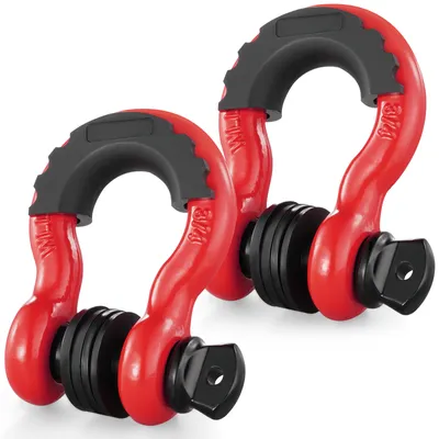 Produktbild von VEVOR 3/4 Zoll D-Ring-Schäkel, 2er-Pack Schäkel aus legiertem Stahl, 28,5 Tonnen Bruchfestigkeit, mit 7/8 Zoll Schraubstift, Isolatoren und Unterlegscheiben, robuster Bergungsschäkel