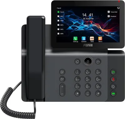 Image de Fanvil V66, téléphone IP, gris foncé, combiné filaire, bureau/mur, info SIP, 20 lignes