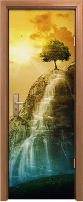 Produktbild von Türposter 70x200 cm Türaufkleber Türtapete Türfolie Klebefolie Landschaft Wasserfall Baum