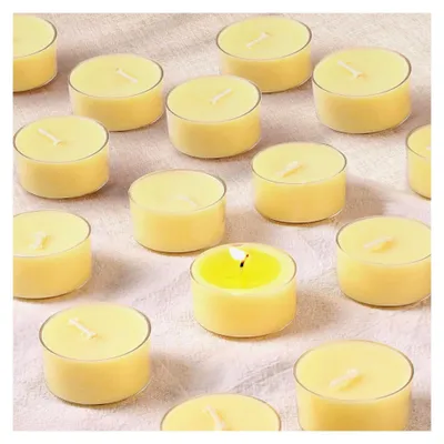 Produktbild von Vanille Duftkerze Teelichter 14 Stück | 100% Palmwachs, 6 Stunden Brenndauer, Rauchfrei & Langanhaltend für Halloween & Weihnachten