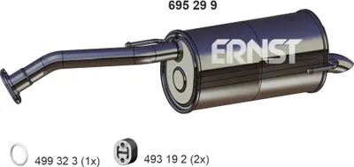 Produktbild von ERNST 695299 Endschalldämpfer für NISSAN Note (E11, NE11) Auspuff