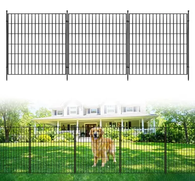 Obrázok produktu pre Kovový plot do záhrady – dekoratívny plot na ohraničenie záhľadov – 10 prvkov, 81x74 cm – bez potreby zakopávania – nerezová ocel, bariéra pre zvieratá – vhodný na dvor, terasu, záhony