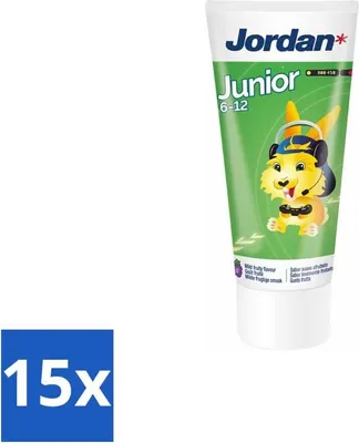 Productafbeelding van Jordan Junior tandpasta (6-12 jaar), 50 ml - Voordeelverpakking - 15 stuks