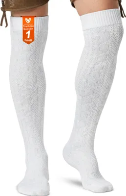 Produktbild von Lange Trachtensocken trachtenstrümpfe overknee Strümpfe 70cm, Größe:41-43, Farbe:Weiss