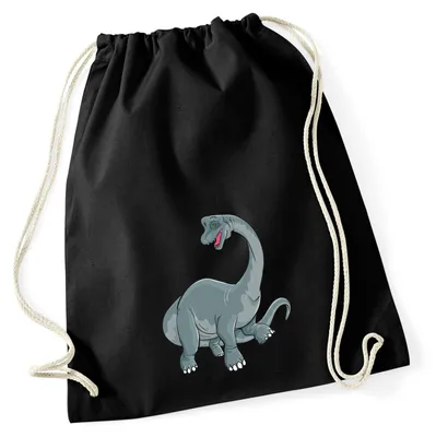 Produktbild von Huuraa Turnbeutel Brachiosaurus Dinosaurier 12 Liter Black Baumwolle Rucksack Geschenkidee