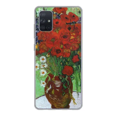Produktbild von MuchoWow® Handyhülle Schutzhülle Hülle für Samsung Galaxy A71 Vase mit roten Mohnblumen und Gänseblümchen - Vincent van Gogh Silikon Softcase Handy Hülle - Kartenbesitzer