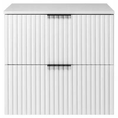 Zdjęcie produktu dla Szafka Łazienkowa Wisząca Pod Umywalkę Flisan 60X46 Cm Z Blatem Biała Mdf