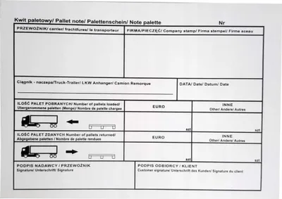 Zdjęcie produktu dla Kwit Paletowy A5 100 kartek - Samokopiujący - 10 szt.