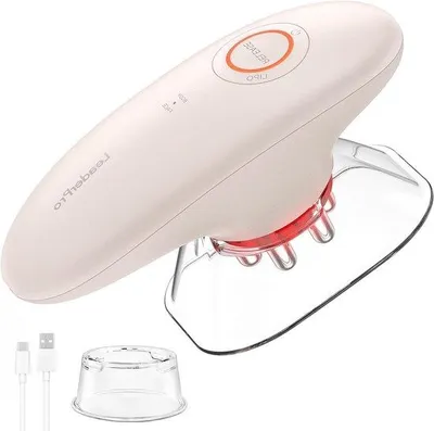 Productafbeelding van Cupping Massageapparaat - EMS Rood Licht - Huidversteviging Lichaam - Combinatie Technologieën - 6.9 x 15.6 cm - Wit