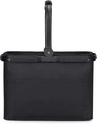Image de Unyqoos® : Panier pliable pour courses et pique-niques – 30 L, 40x27x28 cm, capacité de charge de 15 kg, tissu Oxford 300D avec PVC, poignée en aluminium, pliable (dimensions : 40x27x7 cm), poche frontale (27x18 cm)