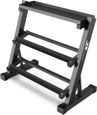 Image de Support pour haltères - Support pour poids - Étagère à poids - Support pour kettlebells - Rangement pour équipement de musculation - 3 niveaux - Capacité de charge de 454 kg