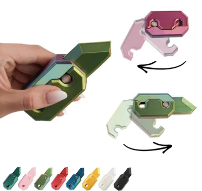 Image de Fidget toy Gravity 7 cm, gadget EDC pliable snap-action, imprimé en 3D – Rouge-jaune-vert