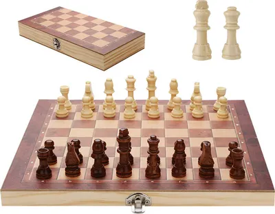 Obrázok produktu pre Fiqops šachová súprava ručne vyrobená skladacia hra šachový stôl šach z dreva 3 v 1 29 * 29 cm