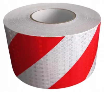 Produktbild von Paper-tech Warnband 100mm weiß-rot Schrägstreifen 50m