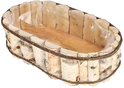 Obrázok produktu pre KOTARBAU® Prírodný oválny kvetináč z brezového dreva s vnútornou fóliou, rozmer 55x32x15 cm