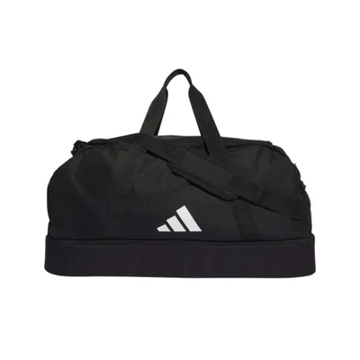 A black Adidas duffel bag with the Adidas logo.