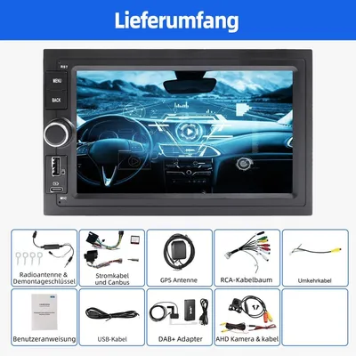 Obrázok produktu pre Autorádio 2 DIN s 7-palcovým dotykovým displejom, DAB+, GPS navigáciou, určené pre modely VW Polo 9N, Golf 4, Passat B5, T5, s operačným systémom Android 15, podporou Carplay, Android Auto, Bluetooth 64GB 2+64G-DAB-AHD