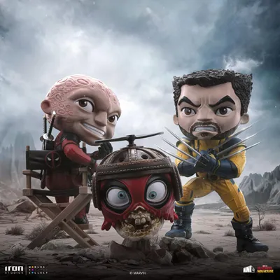 Produktbild von Iron Studios Wolverine Deadpool & Und Demaskiertes Set Mini-pvc-figur 14 Cm Grau Grau One Size