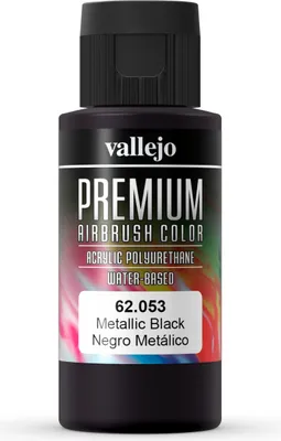 Premium Color Pearl & Metallics Vallejo 62053 Metallic Black 60ml Airbrush Farbe