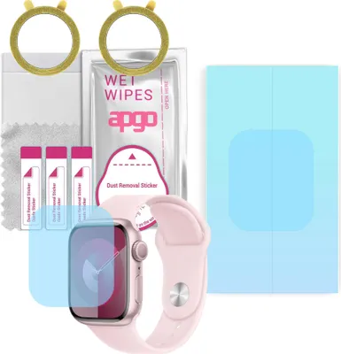 Produktbild von apgo 2 Stück HD HQ FLEX Schutzfolie kompatibel mit Apple Watch Series 9 (41mm) Smartwatch, Hydrogel Displayschutzfolie mit abgerundeten Rändern, Displayfolie zum gesamten Bildschirm