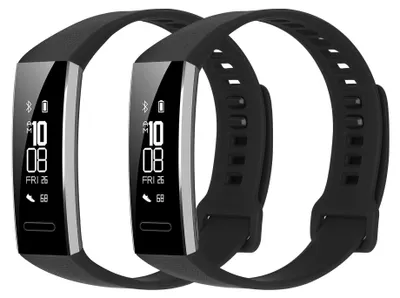 Produktbild von kwmobile 2x Uhrenarmband für Huawei Band 2 / Band 2 Pro Armband - Fitnesstracker Band Set aus TPU Silikon - Ersatzarmband Smartwatch - Schwarz matt