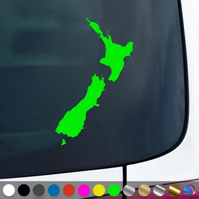 Produktbild von PantherPixel Neuseeland Aufkleber Umriss Kontur Reisen Kiwis Sticker Auto Geschenkidee Farbe Neon-Grün