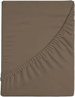 Productafbeelding van Fitted Sheet 90x200cm, 100% Katoen, Hoek 30cm, Donkerbruin, voor Eenpersoonsbed