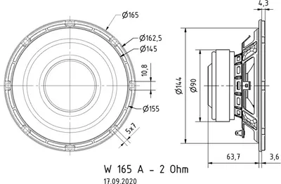 Immagine prodotto di Visaton W 165A - Woofer da 2 Ohm