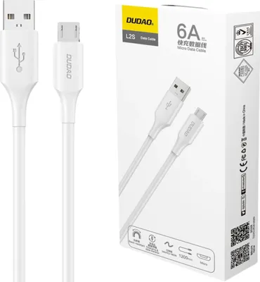Produktbild von Dudao L2Sm Usb-A / Micro Usb 6A 1,2 M Kabel - Weiss