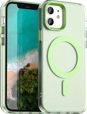 Image de Coque magnétique pour iPhone 12 /iPhone 12 Pro, coque antichoc fine, mate et translucide, verte