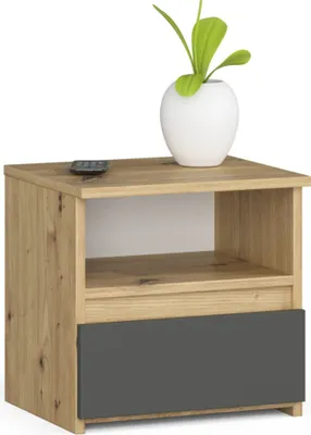 Produktbild von Nachttisch AKORD CL1 in der Farbe Eiche Artisan Schublade Front Graphitgrau B40 x H40 x T35 cm