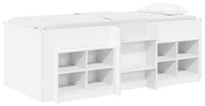 Produktbild von vidaXL Loft Bettgestell mit Schrank 3 stk. Weiß Holzwerkstoff