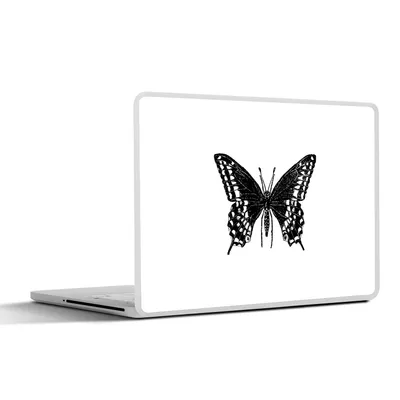 Produktbild von MuchoWow® Laptop Aufkleber Sticker Cover Schmetterling - Tiere - Retro - Schwarz und weiß 32.5x23.5 cm - Sticker für Laptop - Selbstklebend