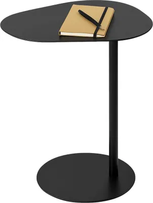 Produktbild von MISOU Beistelltisch Couchtisch Organisch Schwarz auf Fuß Kaffeetisch 35x53cm Metall