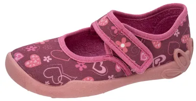 Produktbild von Fischer Markenschuh Mädchen-Klett-Hausschuh-Ballerina mit Herzen