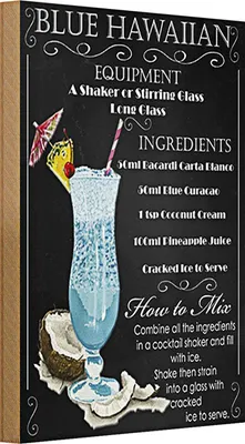 Produktbild von Holzschild 20x30cm blue hawaiian ingredients