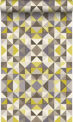 Produktbild von Origin Wallcoverings Tapete kubistisches Muster Ockergelb 53 cm x 10.05 m