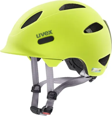 A single yellow bicycle helmet shown from a side-front angle against a white background.
