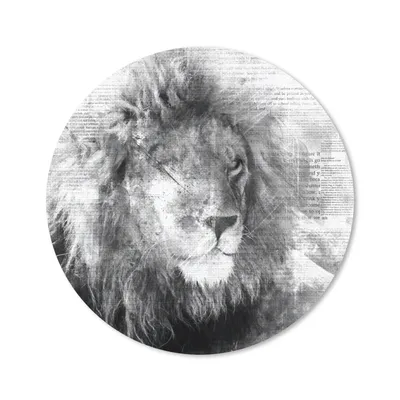 Produktbild von MuchoWow® Mauspad Mousepad Löwe - Zeitung - Schwarz - Weiß 30x30 cm - Mousepads - Maus Mat - Pad - Mausunterlage - Tischunterlage - Schreibtischmatten