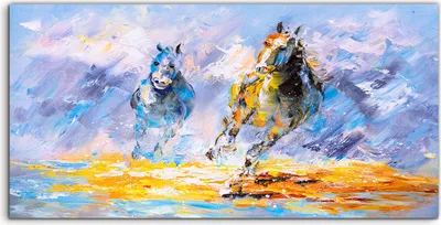 Produktbild von Coloray Acrylbild 140x70  Wandbild Acrylbilder Deko Farbe Malerei Pferden farbenfroh