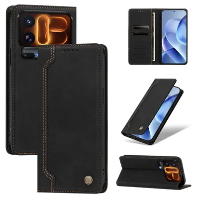 Produktbild von Handyhülle für Xiaomi 18 Pro, Leder Wallet Klapphülle mit Standfunktion, Stoßfeste Schutzhülle Schwarz