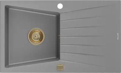 Immagine prodotto di Mexen Cesar lavello in granito a 1 vasca con sgocciolatoio 775 x 470 mm, grigio, sifone dorato - 6514771010-71-G