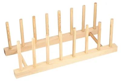 Produktbild von Geschirrständer aus Holz, Tellerregal, Topfdeckelhalter, Geschirrtrockengestell, Küchenorganizer für Schüsseln, Tassen und Schneidebretter