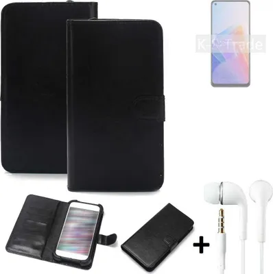 Produktbild von K-S-Trade Wallet Case Handyhülle kompatibel mit Oppo Reno7 Lite 5G Schutzhülle Flip cover Flipstyle Tasche Hülle Flipcover Slim Bumper schwarz + in