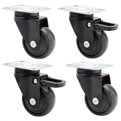 Produktbild von WAGNER Design 3C - Lenkrollen soft 4tlg. Set - Ø 50 mm, schwarz, 2 mit Bremse, Kugellager, Tragkraft je 50 kg - 02225204